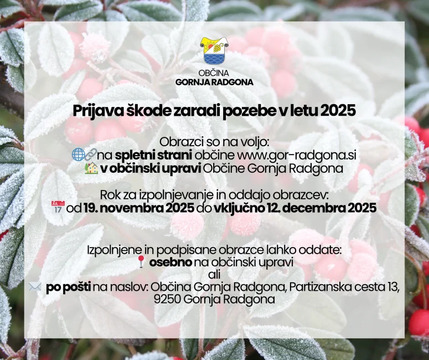 Prijava škode zaradi pozebe v letu 2025